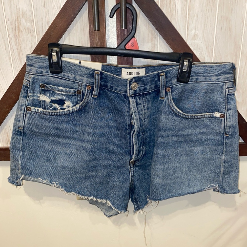 Agolde lowkey Distressed Blue Jean Shorts